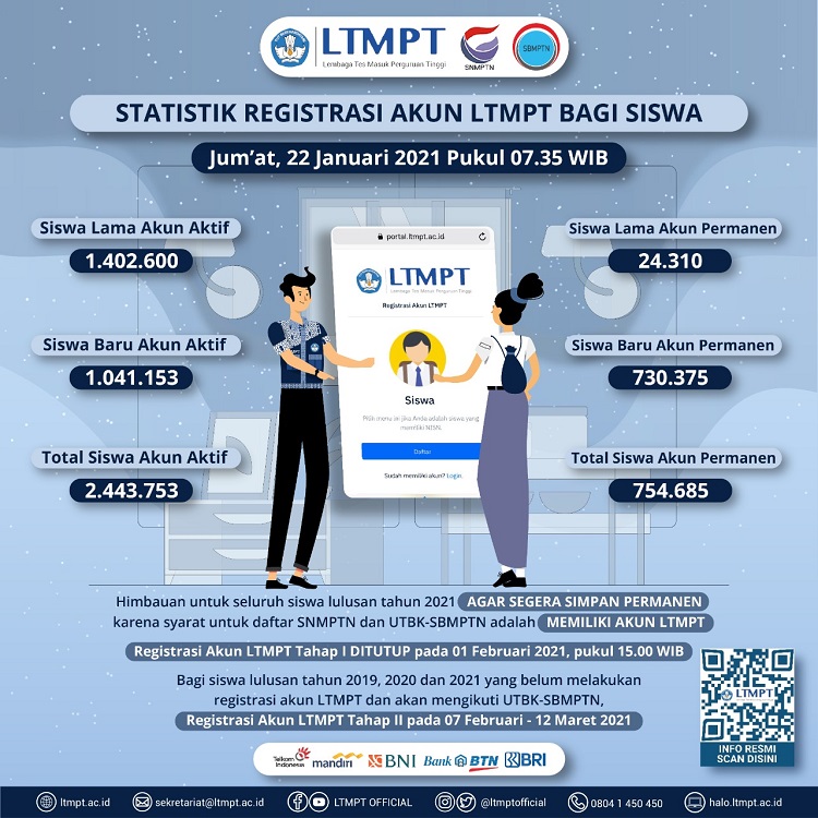 H-5 Registrasi Akun LTMPT Tahap 1 Tahun 2021